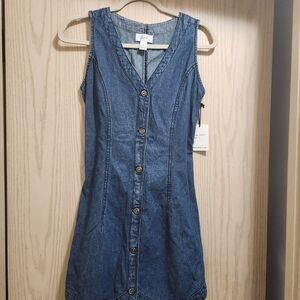 Japna Blue Button-Front Midi Dress